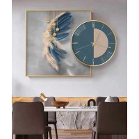 60*60 Cm Green Crytsall Porsalein Painting With Led Light And Clock 50*50 Cm 
